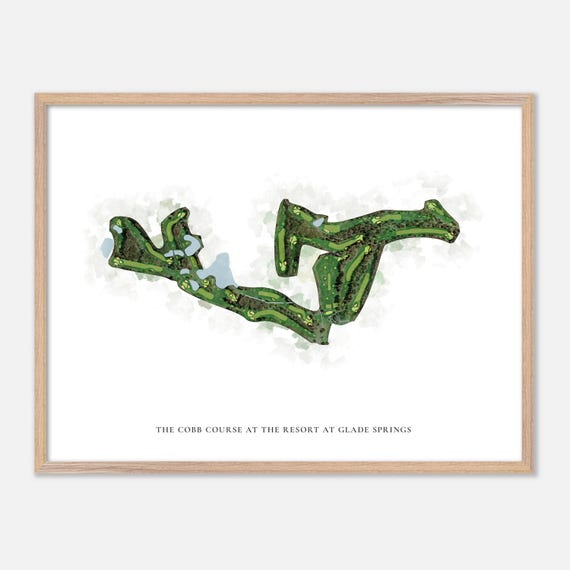 The Cobb Course At The Resort At Glade Springs In Daniels West Virginia Classic Watercolor Map Golfer Gift Golf Wall Art