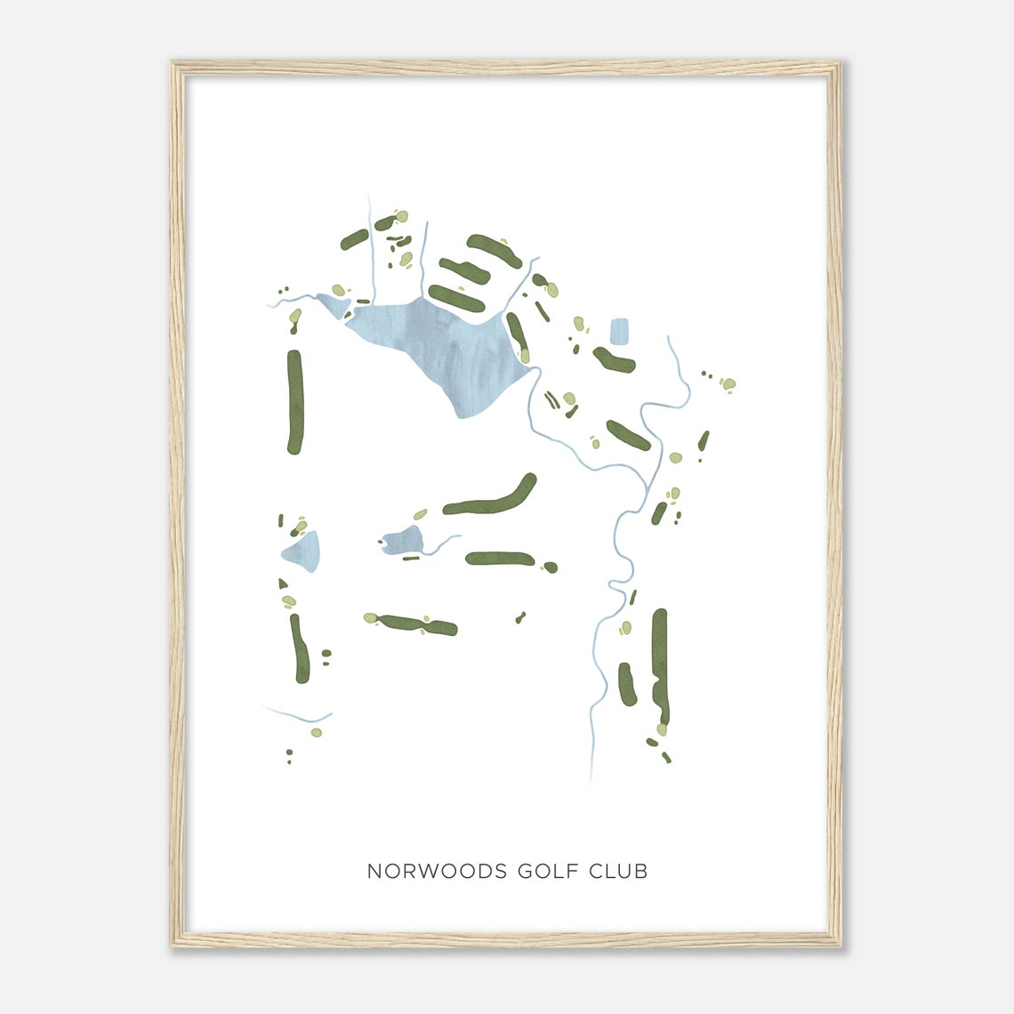 Norwoods Golf Club Modern Minimalist Watercolor Map Wall Art