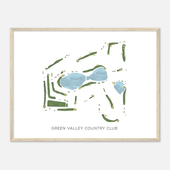 Green Valley Country Club Florida Modern Watercolor Map Golfer Gift Golf Wall Art Golf Poster Print Course Layout