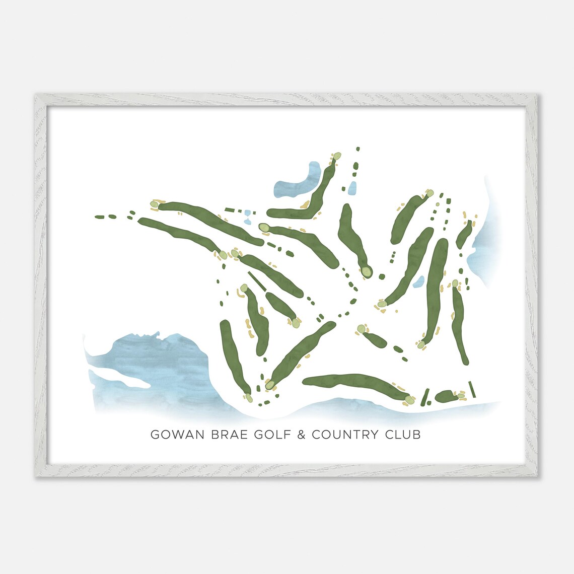 Gowan Brae Golf & Country Club Modern Minimalist Watercolor Golf Map Poster - Image 3