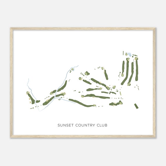 Sunset Country Club Missouri Modern Watercolor Map Golfer Gift Golf Wall Art Golf Poster Print Course Layout