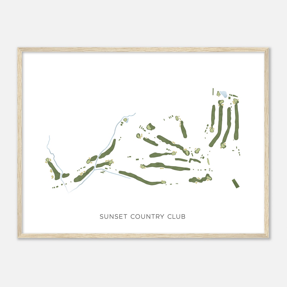 Sunset Country Club Modern Watercolor Course Map Golfer Gift Poster