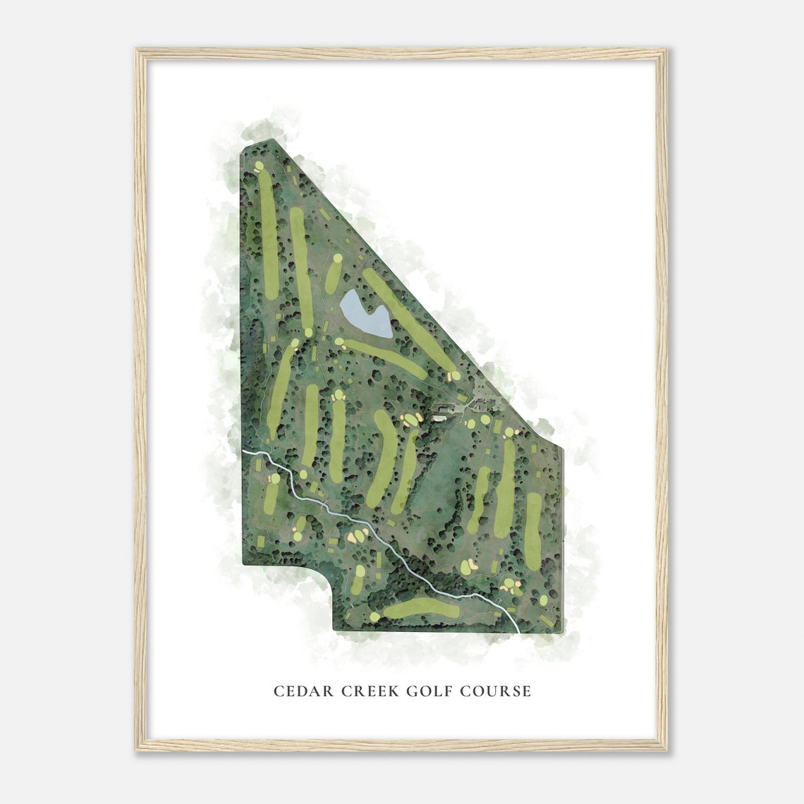 Cedar Creek Golf Course Watercolor Style Golf Course Map Poster - Image 2