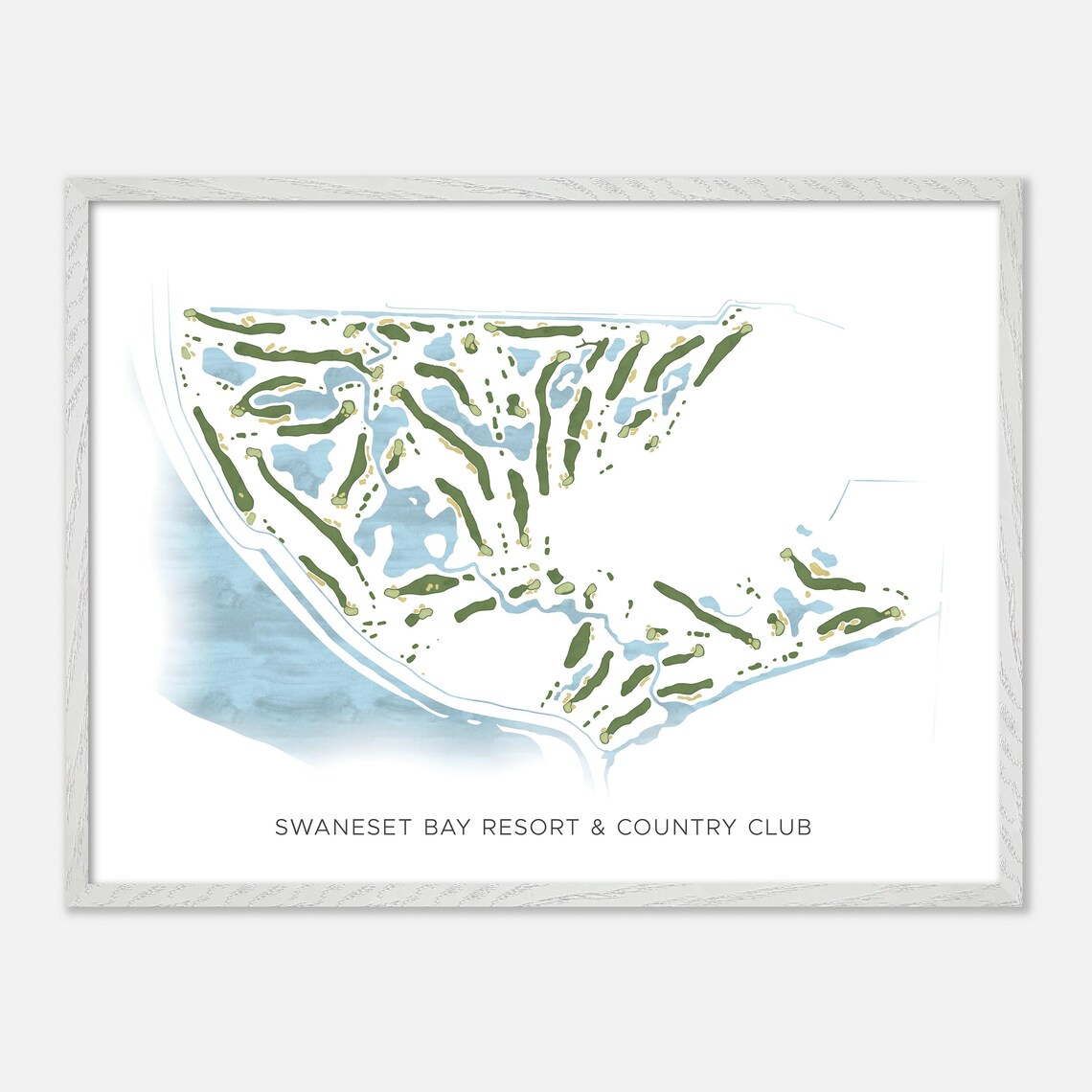 Swaneset Bay Resort & Country Club Pitt Meadows Canada Modern Watercolor Golf Map Poster - Image 3