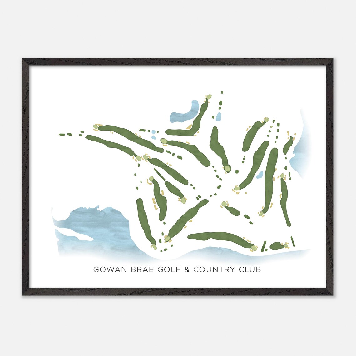 Gowan Brae Golf & Country Club Modern Minimalist Watercolor Golf Map Poster - Image 4