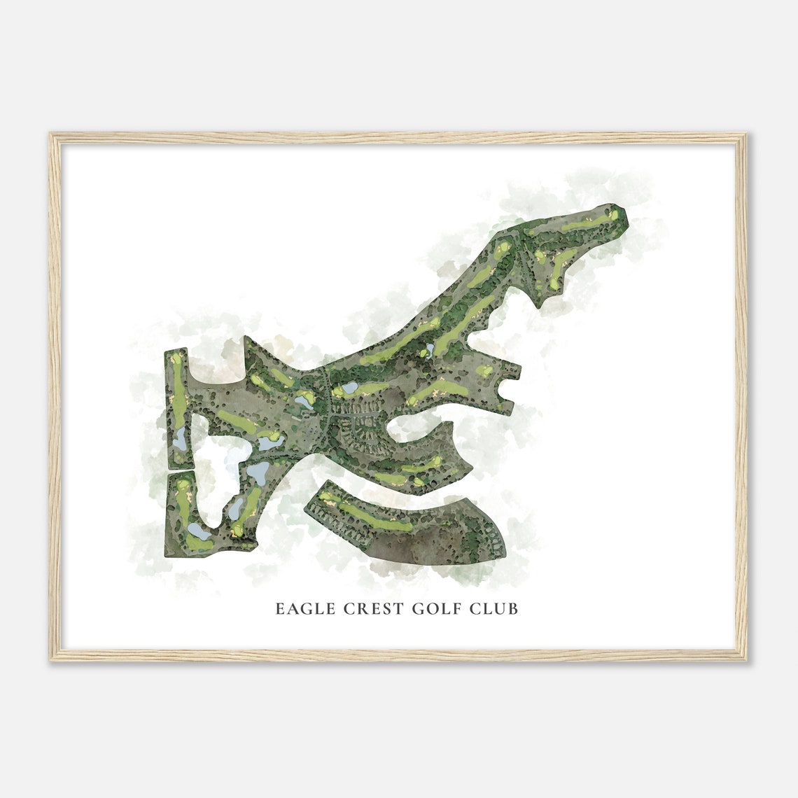 Eagle Crest Golf Club Classic Watercolor Golf Course Layout Map Poster