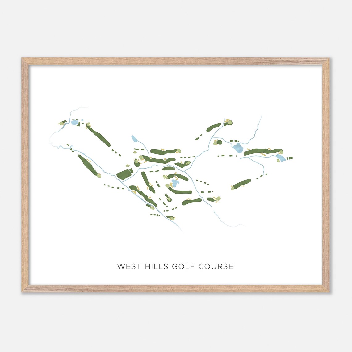 West Hills Golf Course Fredericton Canada Modern Watercolor Golf Map Poster