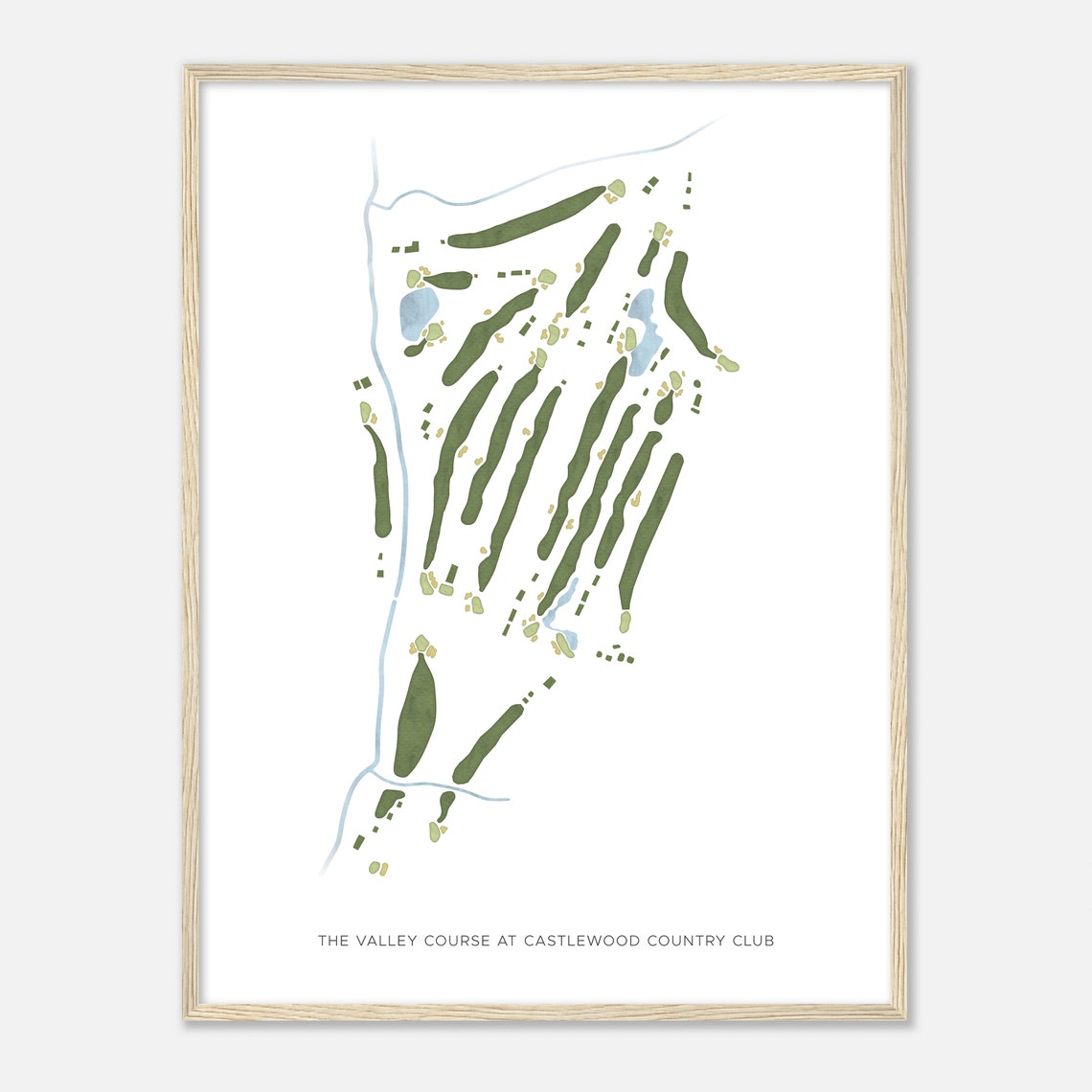 Castlewood Country Club Valley Course Modern Fairway Map Golf Poster - Image 2