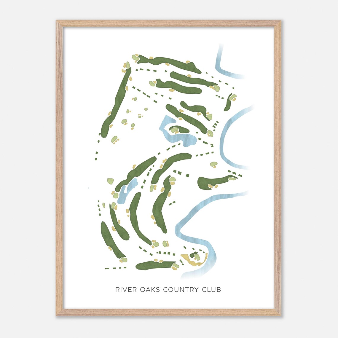 River Oaks Country Club Houston Texas Modern Watercolor Map Golf Poster - Image 6