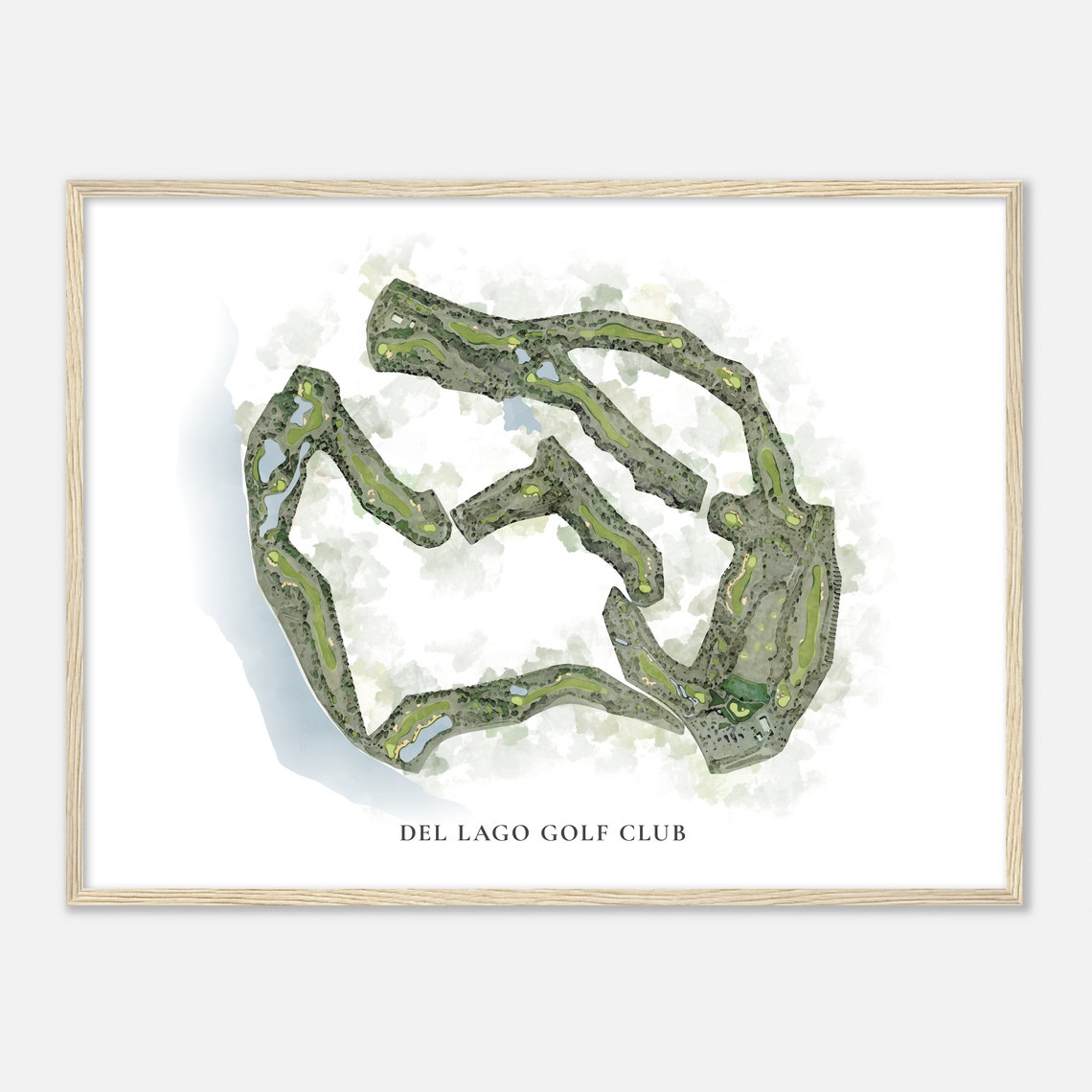 Del Lago Golf Club Classic Watercolor Course Map Golfer Gift Poster - Image 2