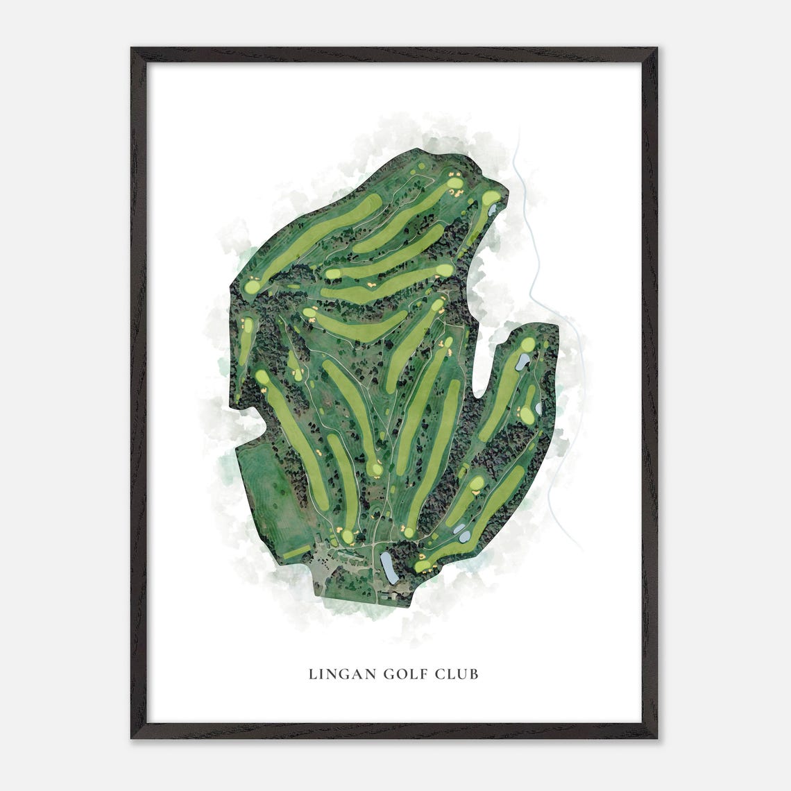 Lingan Golf Club Classic Aerial Watercolor Course Map Poster - Image 2
