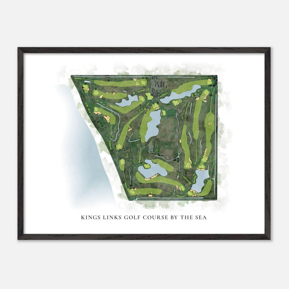 Kings Links Golf Course by the Sea Classic Watercolor Map Poster - Image 4