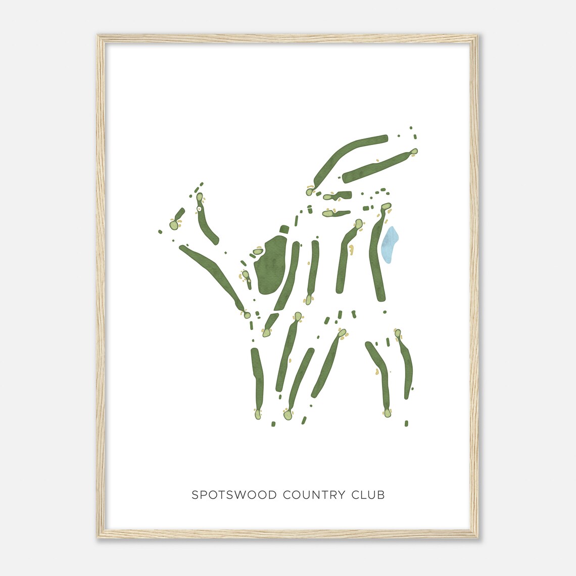 Spotswood Country Club Virginia Modern Watercolor Golf Map Poster