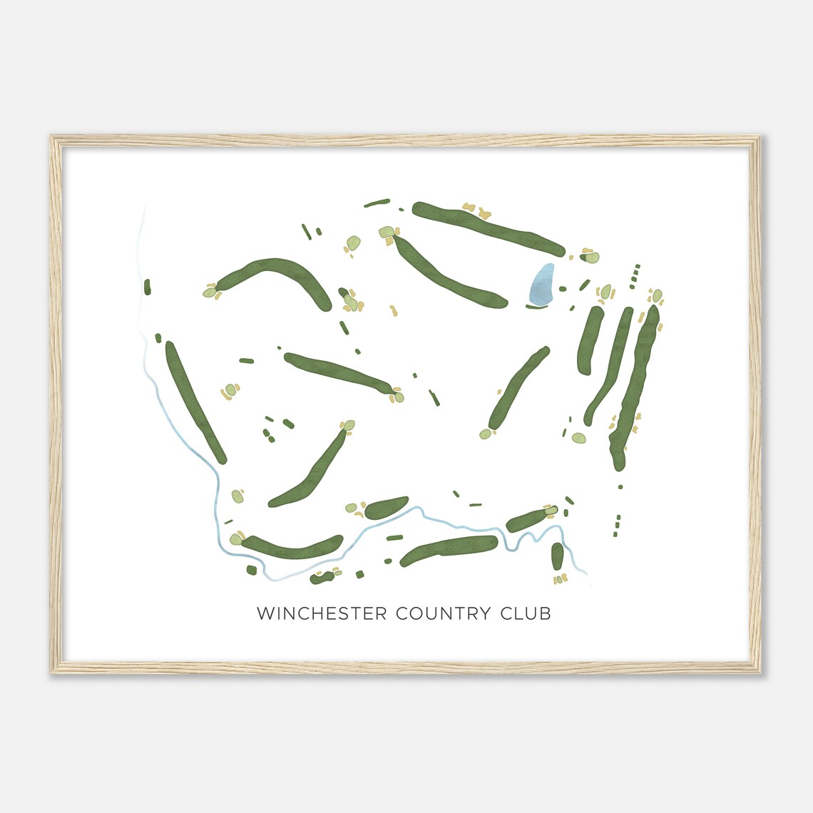 Winchester Country Club Virginia Modern Watercolor Course Map Poster - Image 2
