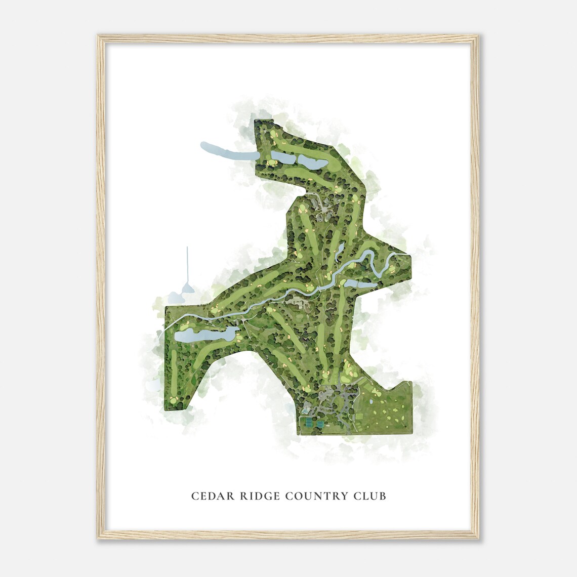 Cedar Ridge Country Club Oklahoma Classic Watercolor Map Golfer Gift Golf Wall Art Golf Poster Print Course Layout - Image 2
