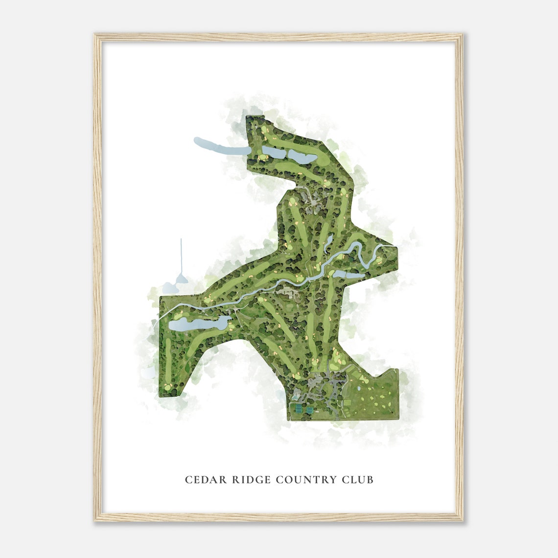 Cedar Ridge Country Club Watercolor Golf Course Map Wall Poster - Image 2