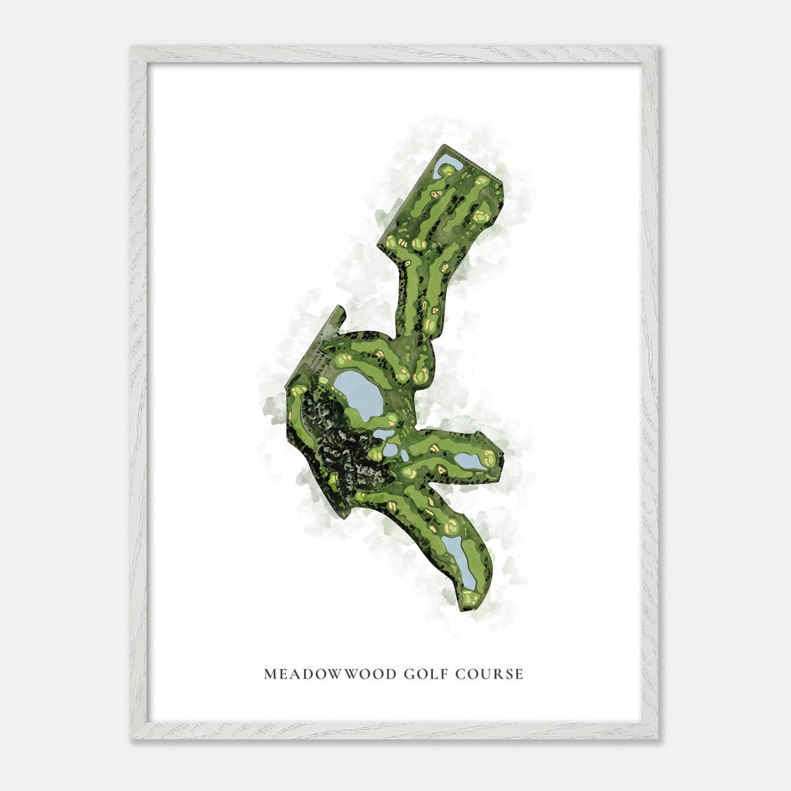 Meadowwood Golf Course Watercolor Aerial Map Green Fairways Poster - Image 2
