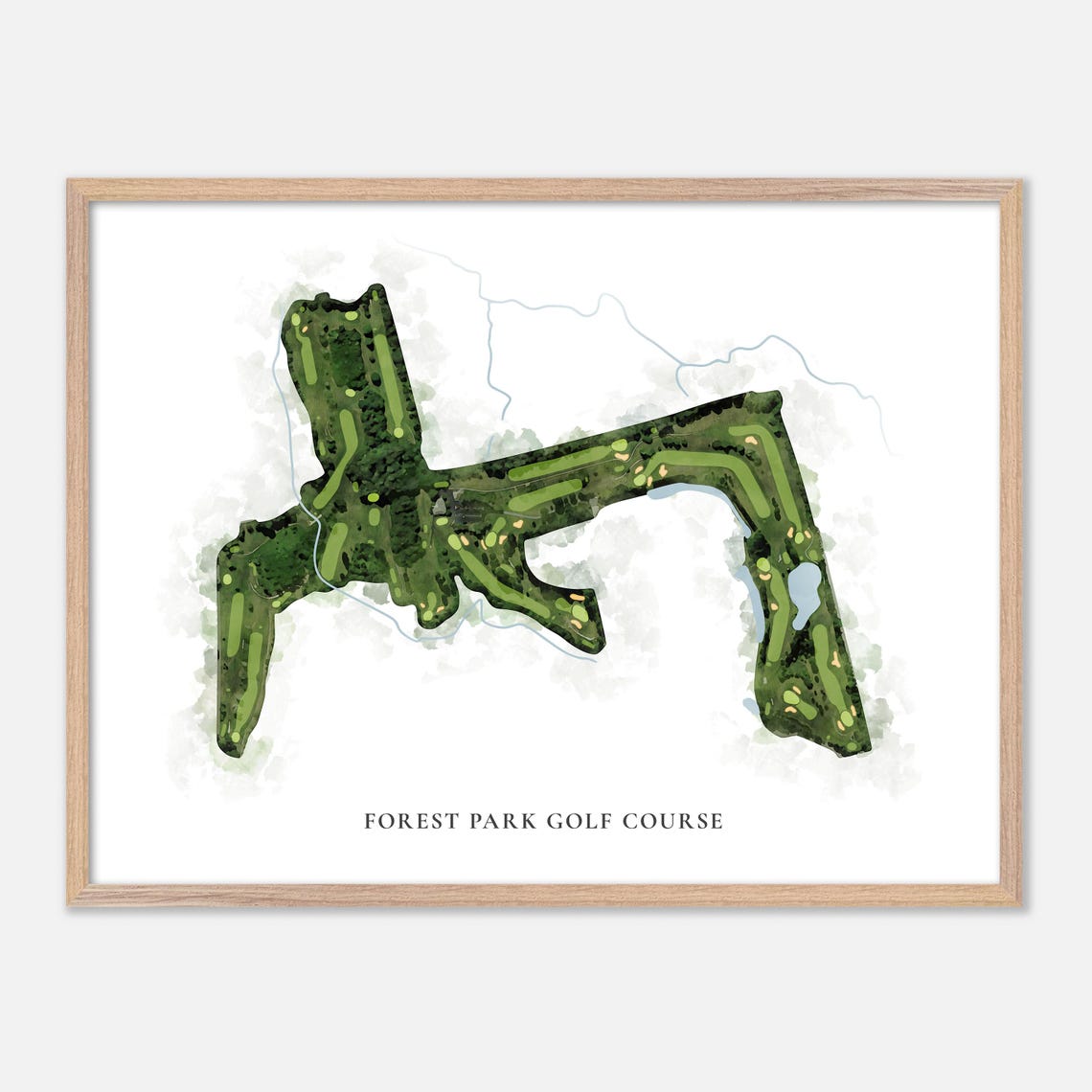 Forest Park Golf Course Watercolor Map Art Golfer Gift Poster