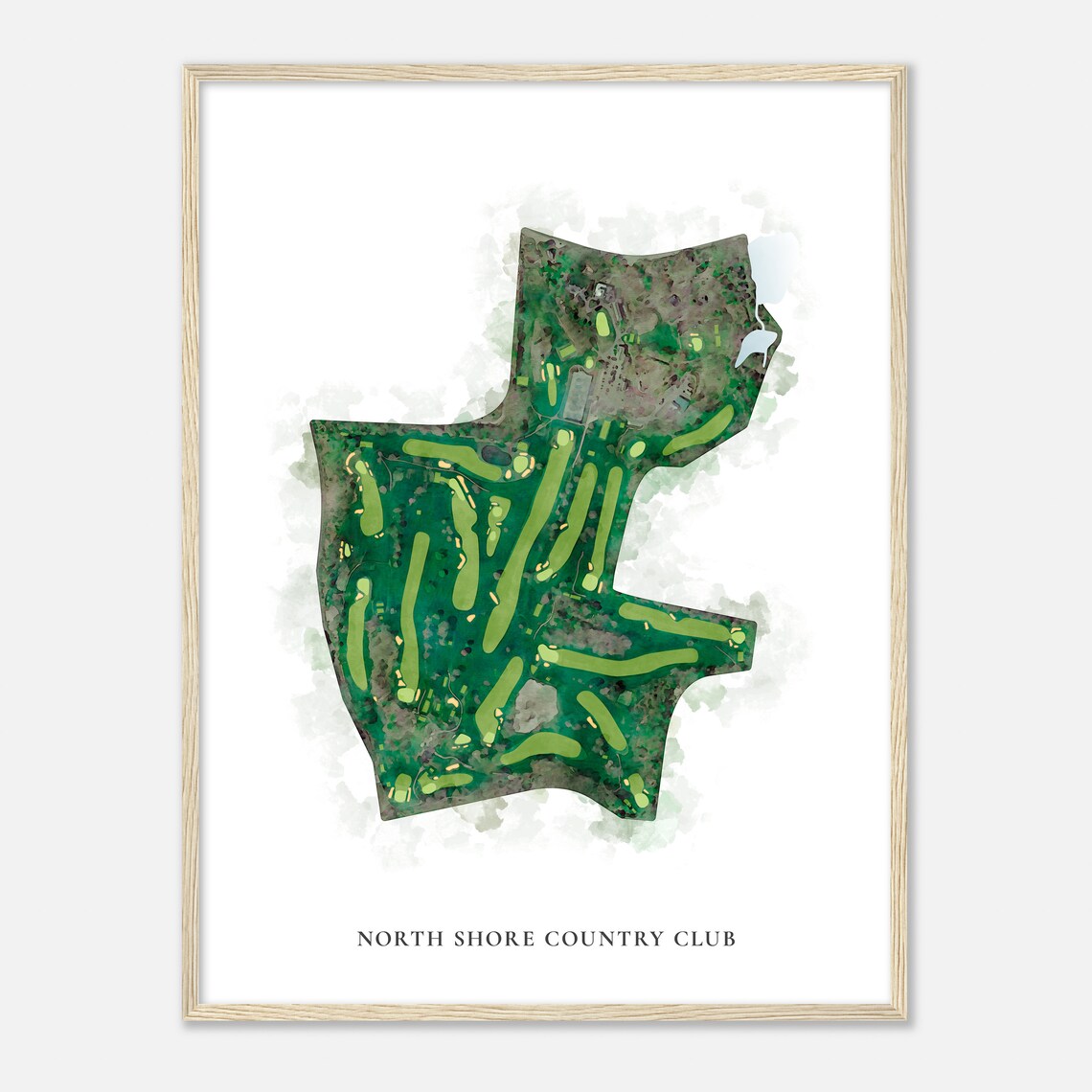 North Shore Country Club Satellite Aerial Watercolor Map Layout Poster - Image 2