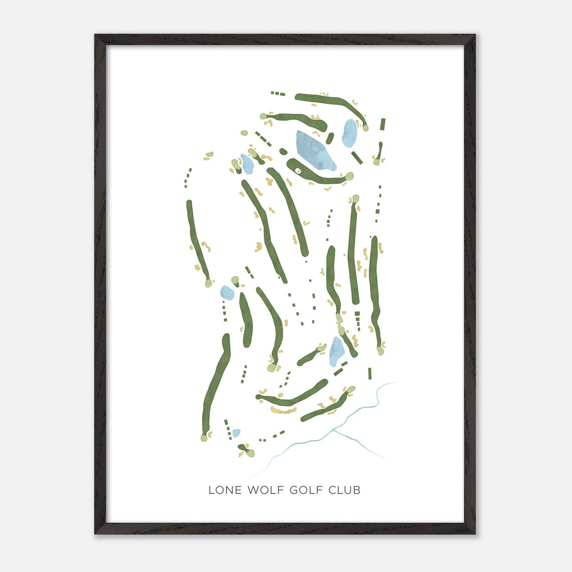 Lone Wolf Golf Club Canada Modern Watercolor Course Map Poster - Image 2
