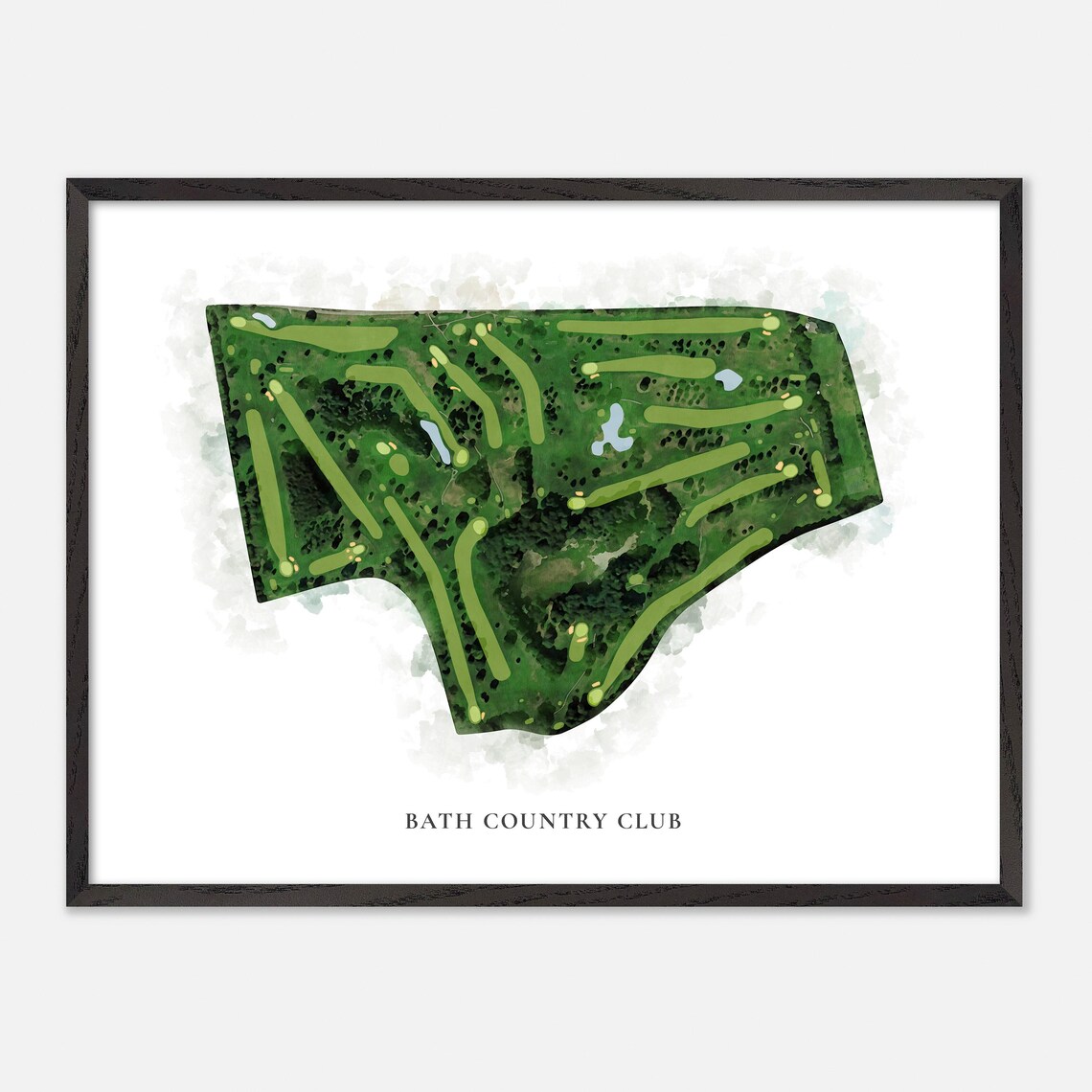 Bath Country Club New York Classic Watercolor Golf Course Map Poster - Image 5