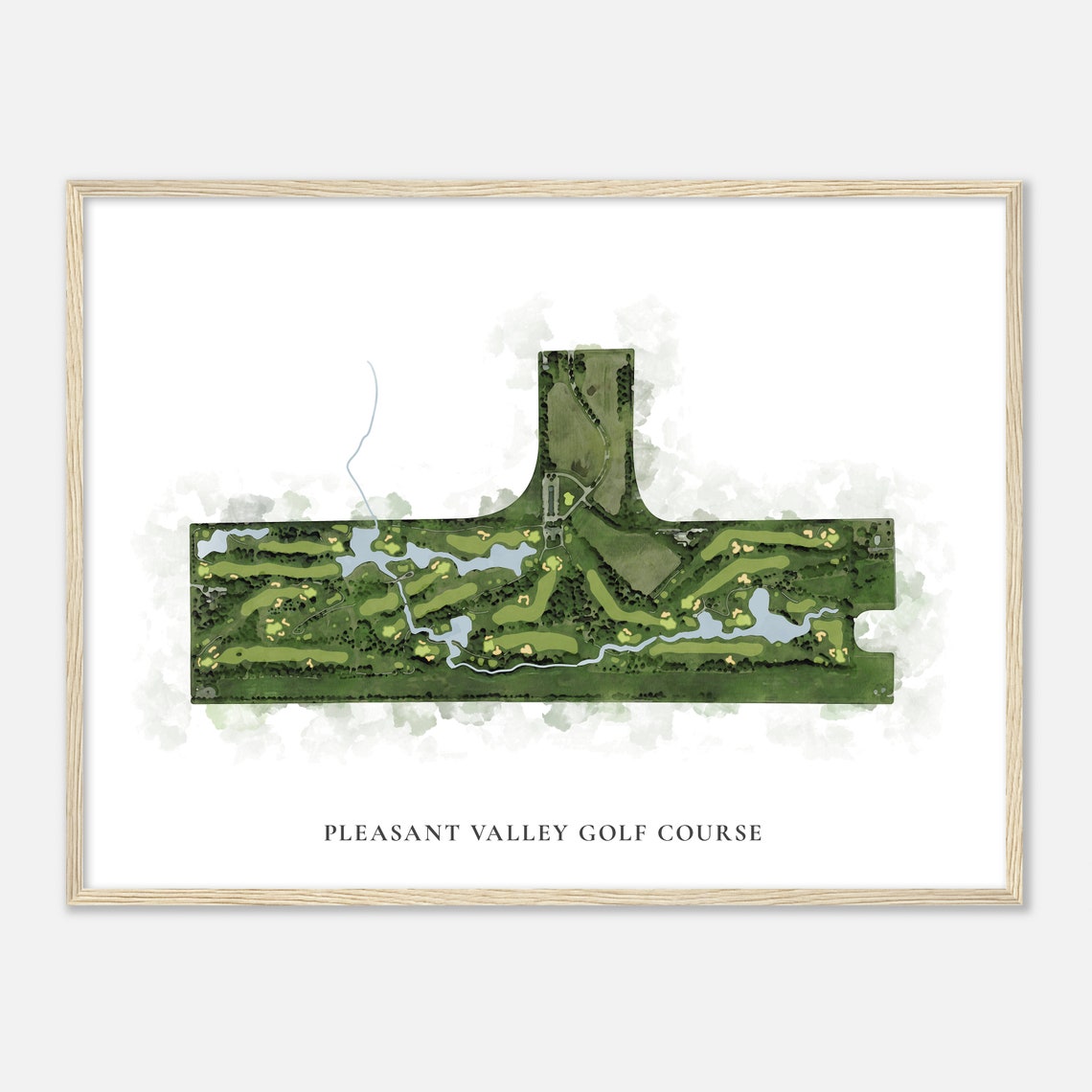 Pleasant Valley Golf Course Iowa Watercolor Aerial Map Gift Poster