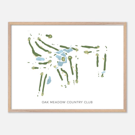 Oak Meadow Country Club In Evansville Indiana Modern Watercolor Map Golfer Gift Golf Wall Art Golf Poster Print Course Layout
