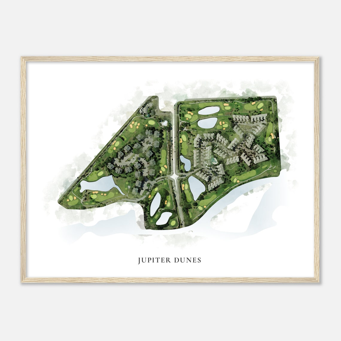 Jupiter Dunes Florida Classic Watercolor Golf Course Map Poster - Image 2