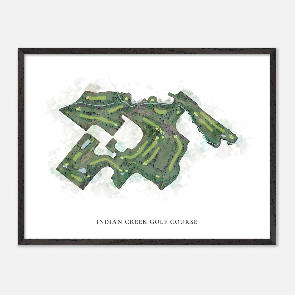 Indian Creek Golf Course Oregon Classic Watercolor Map Poster - Image 5