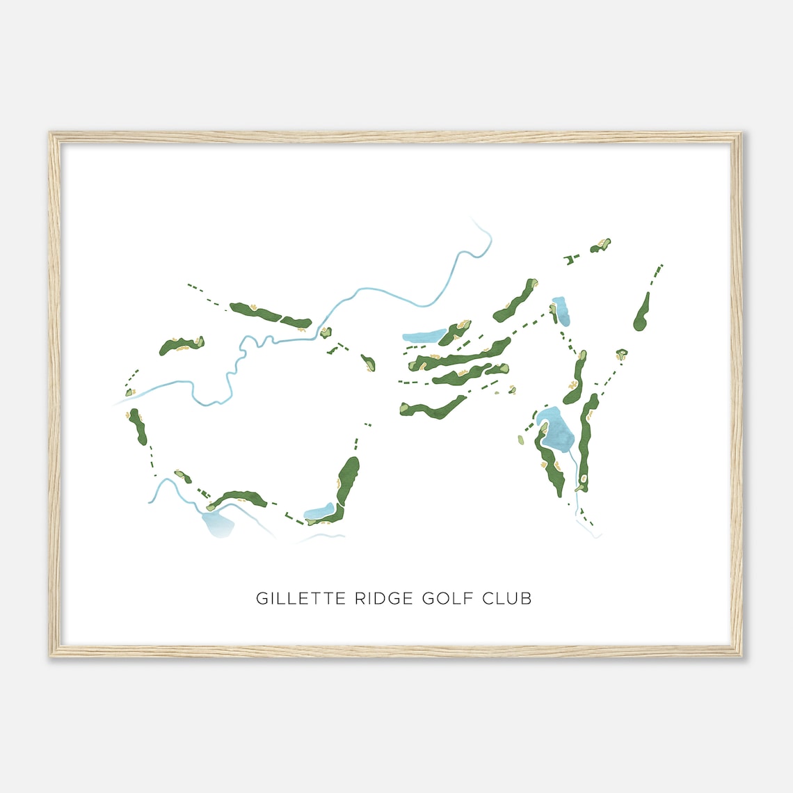Gillette Ridge Golf Club Modern Watercolor Golf Course Map Art Poster - Image 2