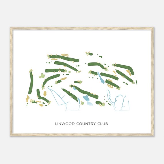 Linwood Country Club New Jersey Modern Watercolor Map Golfer Gift Golf Wall Art Golf Poster Print Course Layout