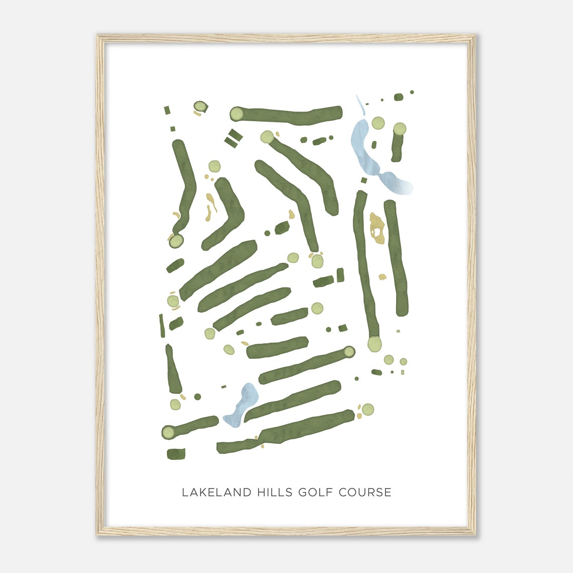 Lakeland Hills Golf Course Modern Minimalist Watercolor Map Poster