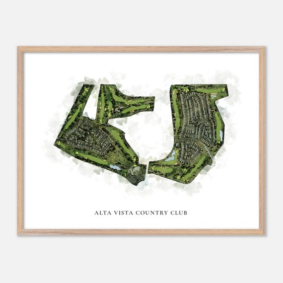 Alta Vista Country Club In Placentia California Classic Watercolor Map Golfer Gift Golf Wall Art Golf Poster Print Course Layout