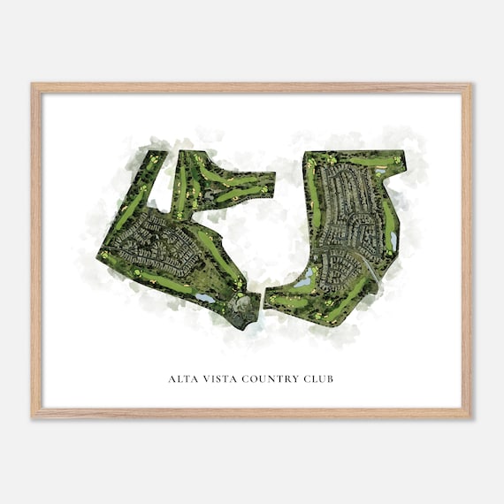 Alta Vista Country Club Placentia California Classic Watercolor Golf Map Poster