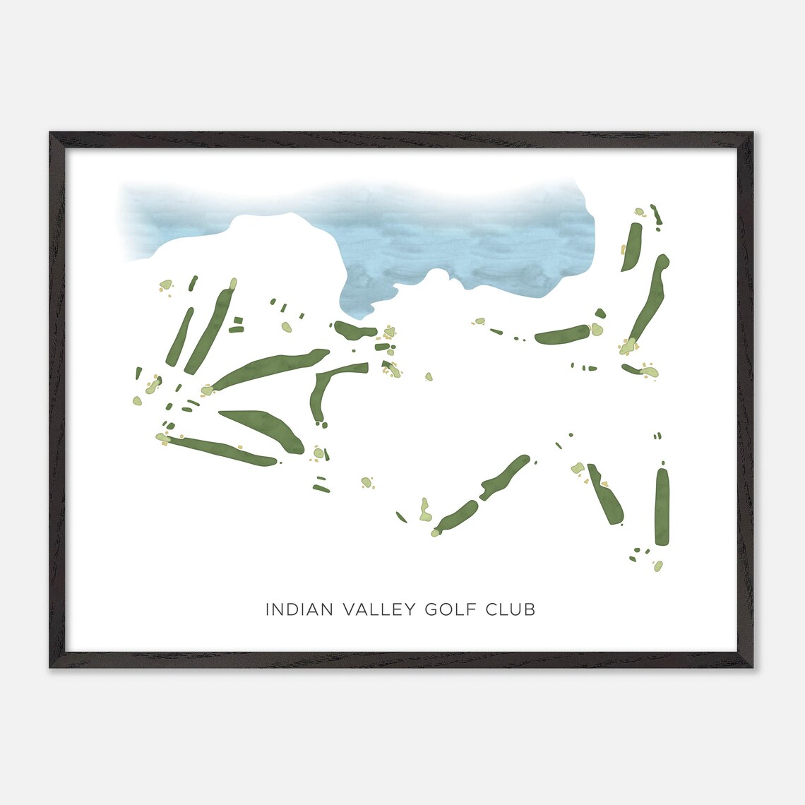 Indian Valley Golf Club Watercolor Fairway Map Lake Detail Poster - Image 5