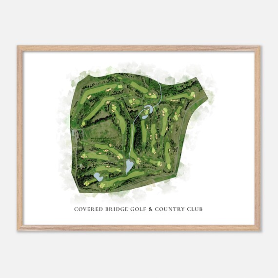 Covered Bridge Golf & Country Club Hartland Canada Classic Watercolor Golf Map Poster