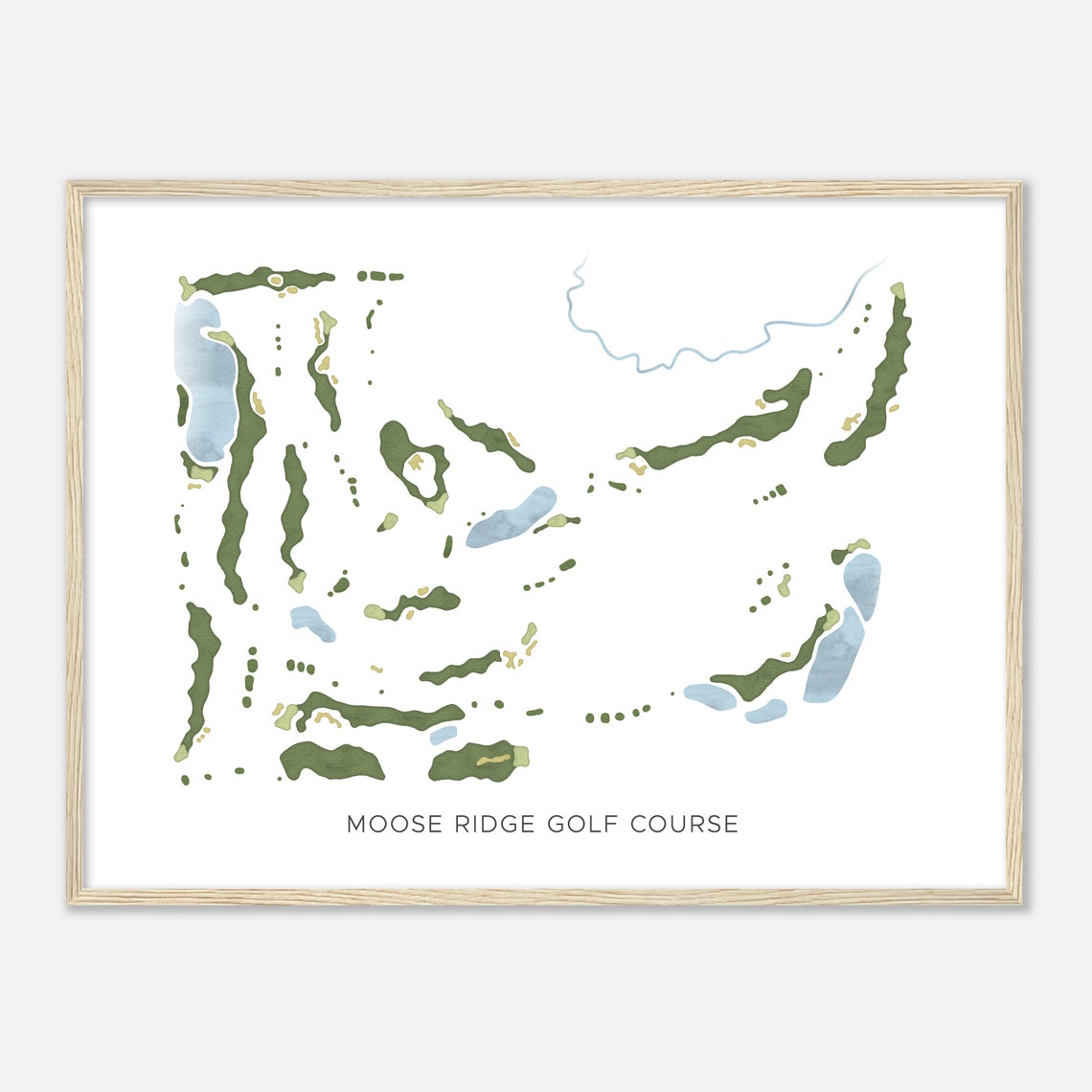 Moose Ridge Golf Course Modern Minimalist Watercolor Map Wall Art - Image 2