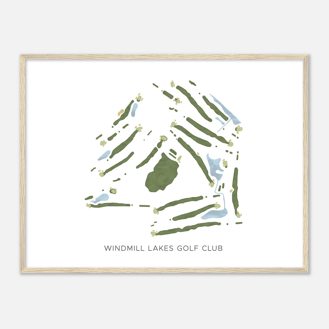 Windmill Lakes Golf Club Modern Minimalist Golf Course Map Poster