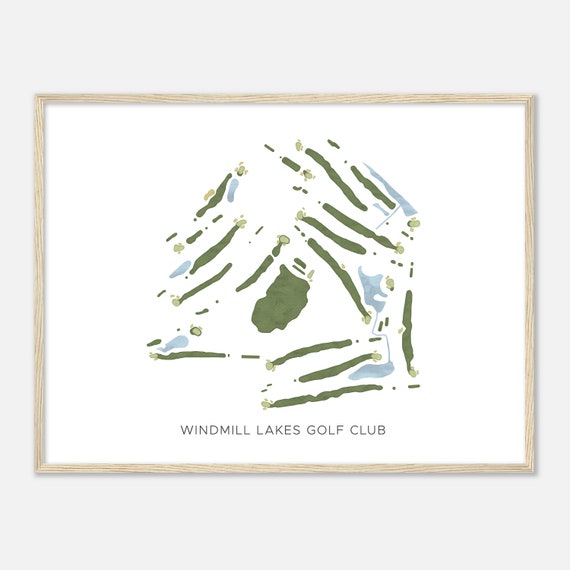 Windmill Lakes Golf Club Ohio Modern Watercolor Map Golfer Gift Golf Wall Art Golf Poster Print Course Layout