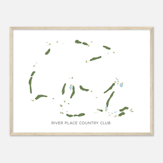 River Place Country Club Texas Modern Watercolor Map Golfer Gift Golf Wall Art Golf Poster Print Course Layout