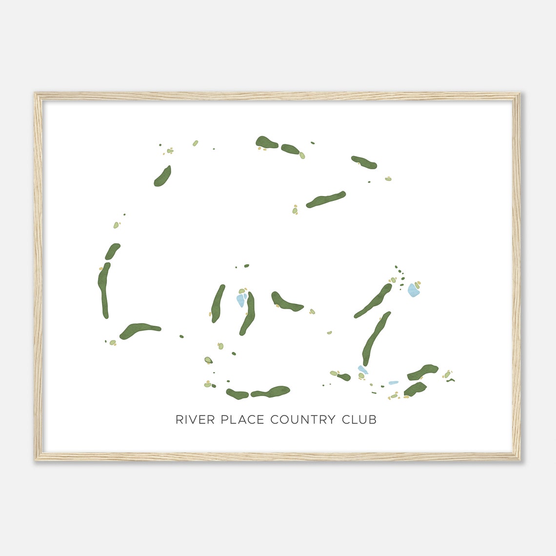River Place Country Club Texas Modern Watercolor Golf Map Poster
