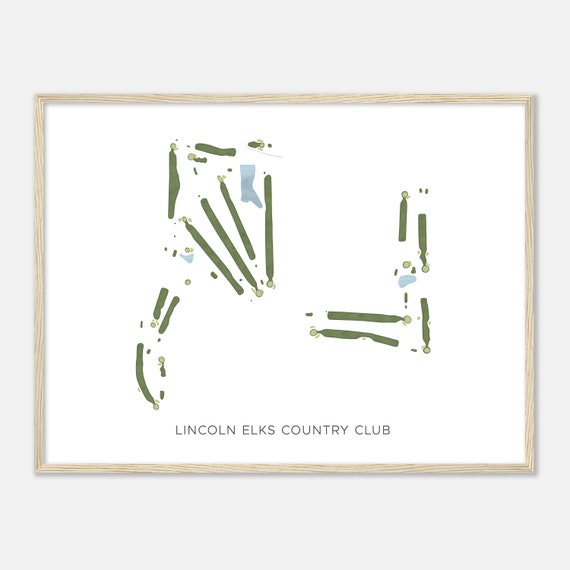 Lincoln Elks Country Club Illinois Modern Watercolor Map Golfer Gift Golf Wall Art Golf Poster Print Course Layout