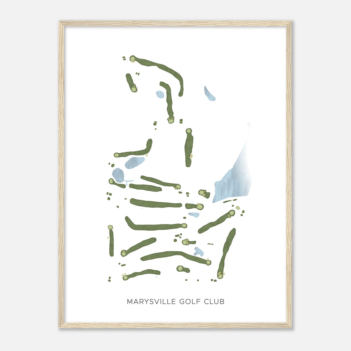 Marysville Golf Club Minimalist Watercolor Fairway Map Wall Art - Image 2