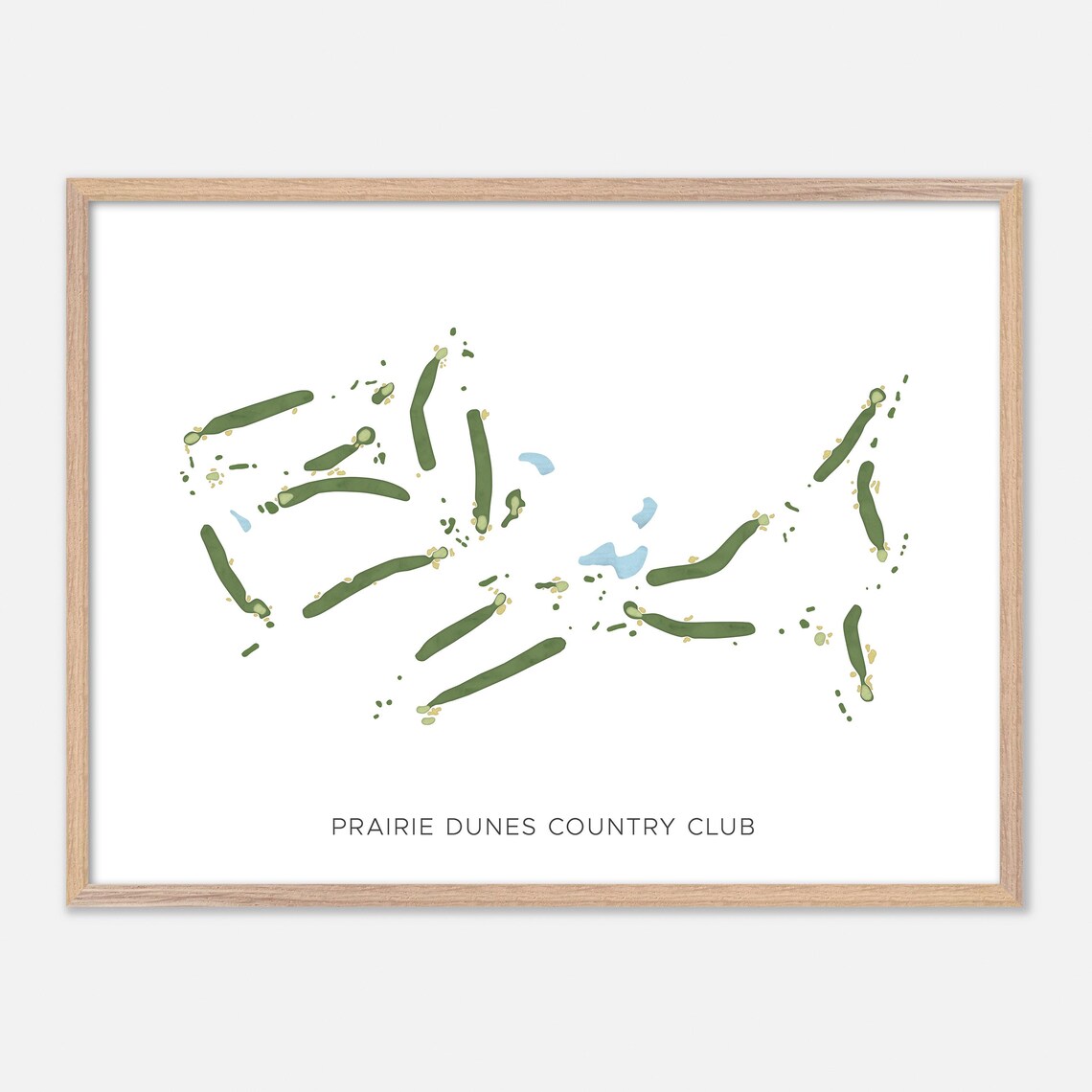 Prairie Dunes Country Club Minimalist Watercolor Fairway Map Poster