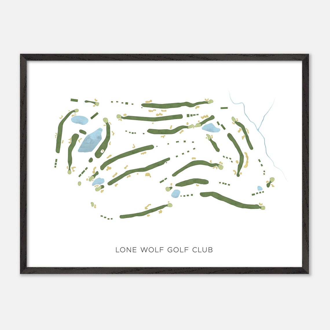 Lone Wolf Golf Club Canada Modern Watercolor Course Map Poster - Image 4