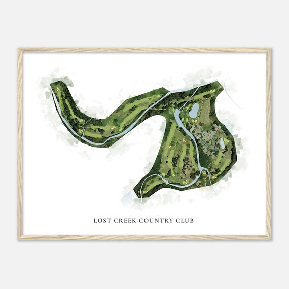 Lost Creek Country Club Classic Watercolor Golf Course Map Art Poster