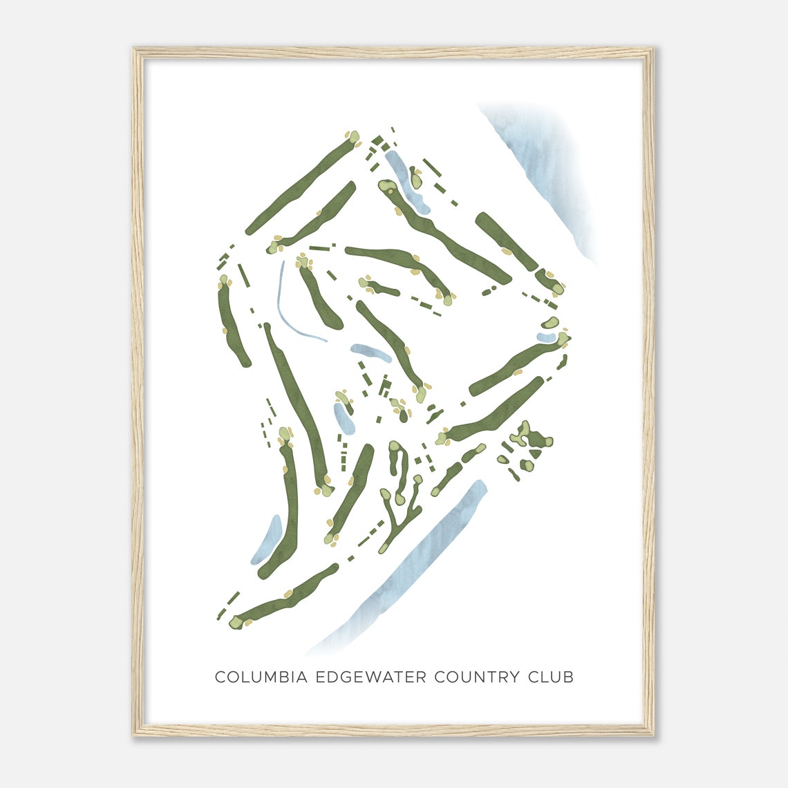 Columbia Edgewater Country Club Minimalist Golf Map Poster Art