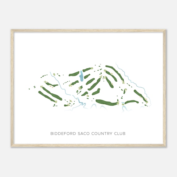 Biddeford Saco Country Club Maine Modern Watercolor Map Golfer Gift Golf Wall Art Golf Poster Print Course Layout