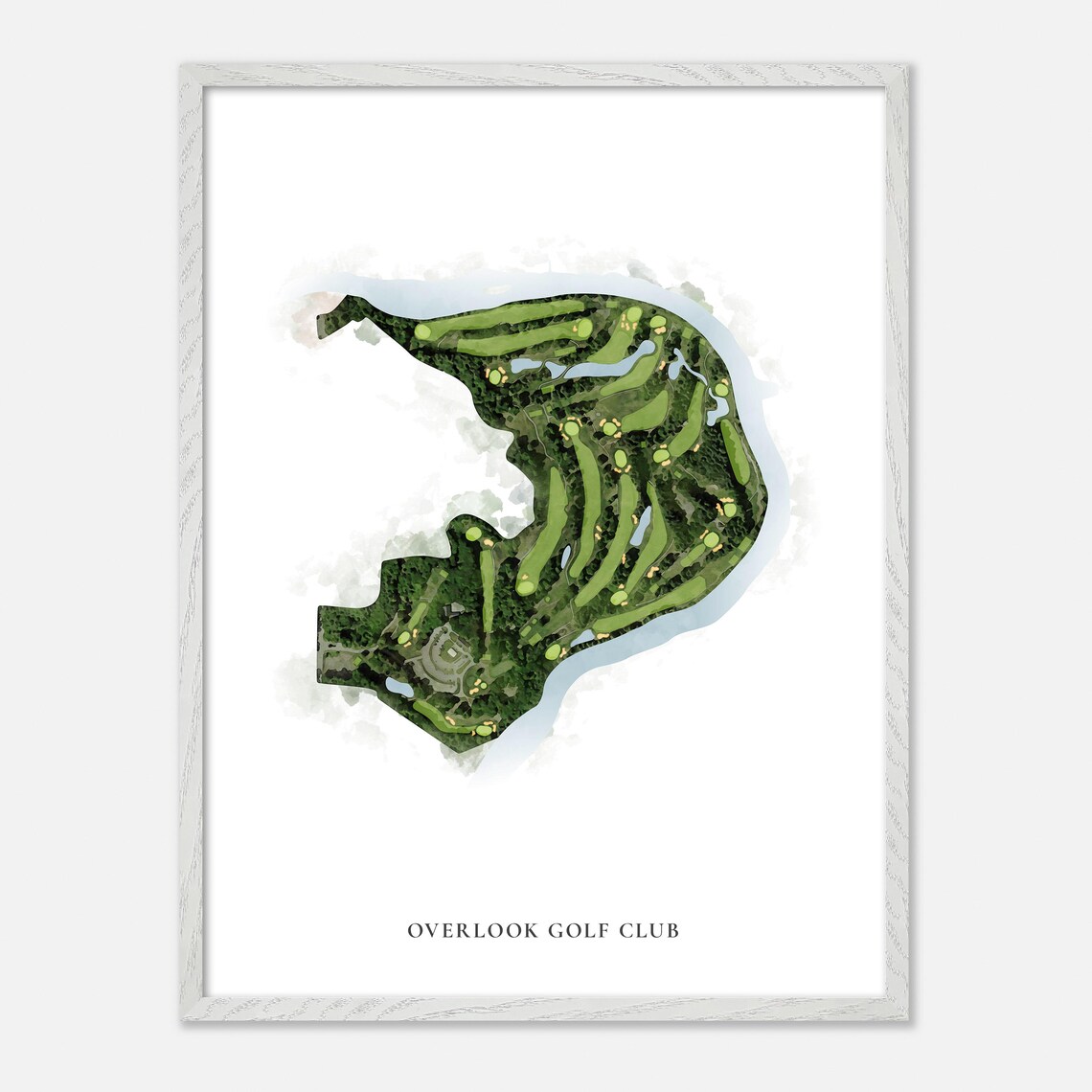 Overlook Golf Club Classic Watercolor River Course Map Poster - Image 2