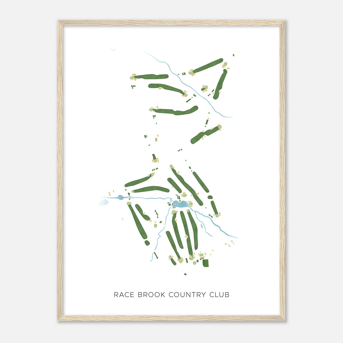 Race Brook Country Club Modern Watercolor Course Maps Poster